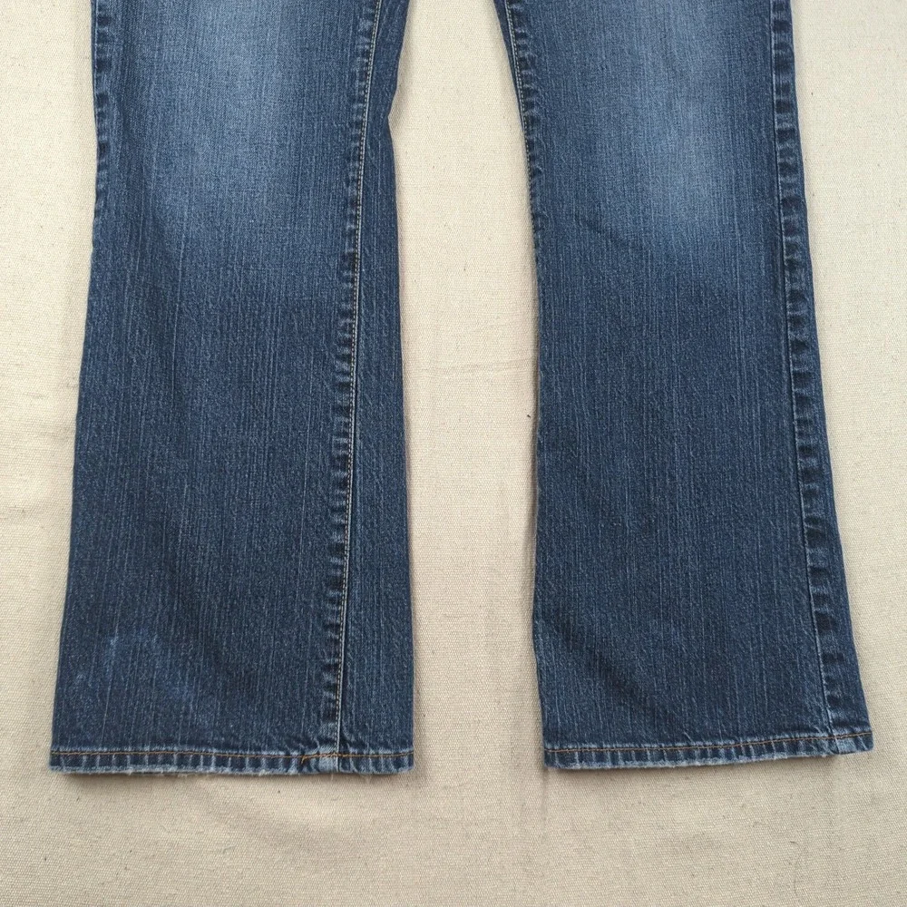 Lucky Brand Jeans Mens 30x31 Blue Slim Boot Cut Buton Fly Western Distressed